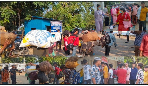 रोजगारको लागि भारत गएका नेपालीहरु दसैं मनाउन घर फर्कदै